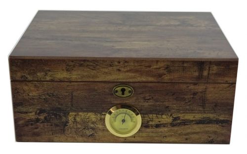 Antik Humidor 50 szivar részére, cédrusfa szivar doboz, párásítóval, hygrométerrel - Angelo