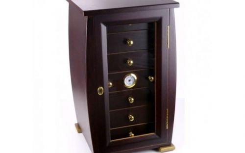 Szivarszekrény - szivar tároló, 80 szivar részére, üveg ajtó, külső hygrometer - sötétbarna, Angelo Palisander