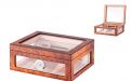 Gasztrohumidor 80 szál szivar részére, cédrusfa szivar doboz, üveges, hygrométerrel és párásítóval - világosbarna, Angelo