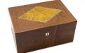 Humidor 80 szivar részére, spanyol cédrusfa, intarziás szivar doboz, párásítóval, digitális higrometerrel - intarziás