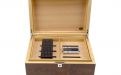 Humidor 80 szivar részére, spanyol cédrusfa, intarziás szivar doboz, párásítóval, digitális higrometerrel - intarziás