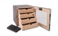Humidor szekrény 80 szivar részére, négyszögletes szivar tároló szekrény, fém keretes üveg ajtóval, külső hygrometerrel - Angelo