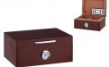 Humidor 50 szál szivar részére, cédrusfa szivar doboz, akrillpolymer kristályos párásítóval, hygrométerrel - barna, Angelo
