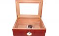 Humidor 50 szivar részére, cédrusfa szivar doboz, üvegtetős, párásítóval és hygrométerrel - barna