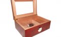 Humidor 50 szivar részére, cédrusfa szivar doboz, üvegtetős, párásítóval és hygrométerrel - barna