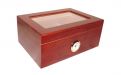Humidor 50 szivar részére, cédrusfa szivar doboz, üvegtetős, párásítóval és hygrométerrel - barna