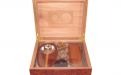 Humidor 40 szivar részére, gyökérmintás spanyol cédrusfa szivar tároló doboz, hygrométer, párásító + AJÁNDÉK szett!