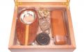 Humidor 40 szivar részére, gyökérmintás spanyol cédrusfa szivar tároló doboz, hygrométer, párásító + AJÁNDÉK szett!