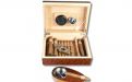 Humidor 30 szál szivar részére, cédrusfa szivar tároló doboz, párásítóval, hygrométerrel - barna + AJÁNDÉK szett!