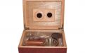 Humidor 30 szál szivar részére, cédrusfa szivar tároló doboz, párásítóval, hygrométerrel - barna + AJÁNDÉK szett!