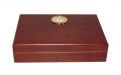 Utazó humidor - barna cédrusfa szivartartó doboz, párásítóval és külső hygrométerrel (19x13cm)