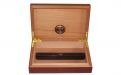 Utazó humidor - barna cédrusfa szivartartó doboz, párásítóval és külső hygrométerrel (19x13cm)