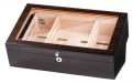 Gasztro szivar humidor - spanyol cédrusfa, üvegtető, párásító és hygrométer - sötétbarna, Angelo