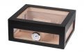 Gasztrohumidor 80 szál szivar részére, cédrusfa szivar doboz, üveges, hygrométerrel és párásítóval - fekete