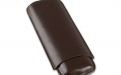 Szivartok 2 Double Corona szivar részére, barna bőr (20x7,5cm)