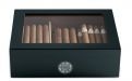 Medici Humidor 40 szál szivar részére, cédrusfa szivardoboz üvegtetővel, párásítóval - fekete + AJÁNDÉK hygrométer