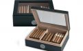 Medici Humidor 40 szál szivar részére, cédrusfa szivardoboz üvegtetővel, párásítóval - fekete + AJÁNDÉK hygrométer