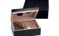 MEDICI Humidor 40 szál szivar részére, fekete cédrusfa szivardoboz, párásítóval és hygrométerrel