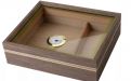 Humidor 30 szál szivar részére, spanyol cédrusfa, mintás üvegtetős, párásító, higrométer - dió-dekor, Achenty!