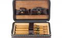 Utazó humidor - spanyol cédrusfa szivartartó doboz 4 szál szivarnak, krokodilbőr mintás