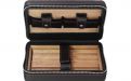 Utazó humidor - spanyol cédrusfa szivartartó doboz 4 szál szivarnak, fekete