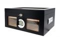 Gasztrohumidor 100 szál szivar részére, üveges spanyol cédrusfa szivar doboz, párásító, digitális hygrométer - fekete, Achenty!