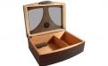 Matt sötétbarna szivar tartó cédrusfa doboz, üvegtetővel, párásítóval, külső hygrométerrel