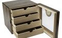 Humidor szekrény 80 szál szivarnak, spanyol cédrusfa, 4 fókkal, külső higrométer, üveg ajtós - Makassar, Achenty