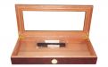 Humidor 30 szál szivar részére, barna cédrusfa szivar doboz, üvegtetővel, párásítóval, hygrométerrel - hosszú, Angelo
