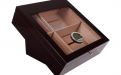Humidor Fogadásokra - döntött szivar tartó doboz, üvegtetővel, hygrométerrel és párásítóval - bordó