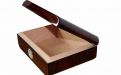 Humidor 50 szál szivar részére, cédrusfa szivar tároló doboz, párásítóval, külső hygrométerrel, barna, ovál - Angelo