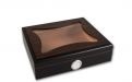 Humidor 30 szál szivar részére, cédrusfa szivar doboz, üvegtetős, hygrométerrel - ébenfa