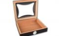 Humidor 30 szál szivar részére, cédrusfa szivar doboz, üvegtetős, hygrométerrel - ébenfa