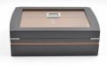 Humidor 40 szál szivarnak, cédrusfa szivar doboz, üvegtető, párásítóval, digitális higrométerrel - fekete