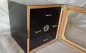 Humidor 80 szivar részére, fekete szivar tartó szekrény, külső hygrometer, üveg ajtó