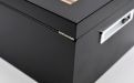Gasztro humidor 80 szál szivar részére, üveges szivar doboz, cédrusfa, külső hygrométerrel és párásítóval - fekete, Angelo