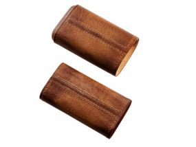 Szivartok barna bőrből - 3 Coronita szivar részére - Angelo (11x6cm)