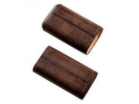 Szivartok sötétbarna bőrből - 3 Coronita szivar részére - Angelo (11x6cm)