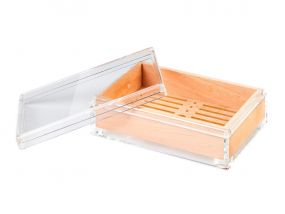 Humidor 50 szál szivar részére, átlátszó akril szivar tároló doboz, spanyol cédrusfa betéttel - Angelo