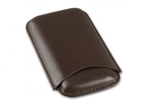 Szivartok barna bőrből - 3 Corona szivar részére (15x8cm)