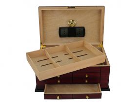 Exkluzív humidor 80-100 szál szivar részére, spanyol cédrusfa szivar tároló doboz, hygrométerrel, párásítóval - Cherry, Achenty!
