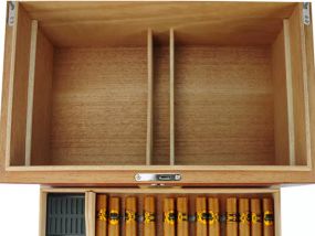 Gasztrohumidor 80-100 szál szivar részére, spanyol cédrusfa szivar tároló doboz üvegtetővel, hygrométerrel, párásítóval - Cherry, Achenty!