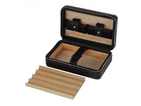 Utazó humidor - spanyol cédrusfa szivartartó doboz 4 szál szivarnak, fekete