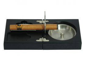Összecsukható fekete fa szivar hamutartó + szett