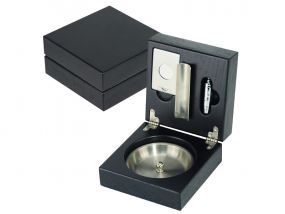 Összecsukható fekete fa szivar hamutartó + szett