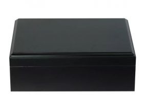 Humidor 30 szál szivar részére,fekete színű cédrusfa szivar tároló doboz, párásító, hygrométer + AJÁNDÉK szett!