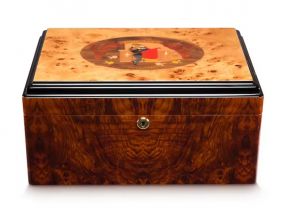Luxuskivitelű humidor 60-80 szivar részére, Habana spanyol cédrusfa szivardoboz, párásítóval, higrométerrel