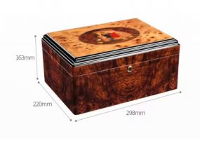 Luxuskivitelű humidor 60-80 szivar részére, Habana spanyol cédrusfa szivardoboz, párásítóval, higrométerrel