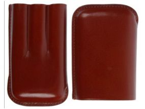 Szivartok - 3 Robusto szivar részére, barna bőr (15x10x2,8cm)