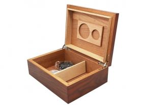Humidor 40 szál szivar részére, Antik-hatású, spanyol cédrusfa, párásító, hygrometer - barna, Achenty!